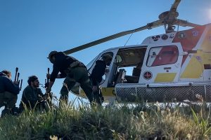Exiting Helicopter